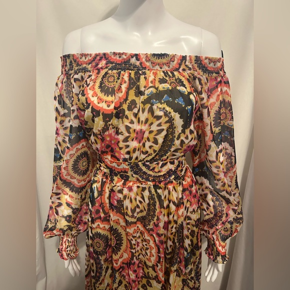 Spy Zone Sz M Floral Paisley Print Maxi Dress Flowy Boho Chic Cottagecore Fairy - Picture 2 of 10